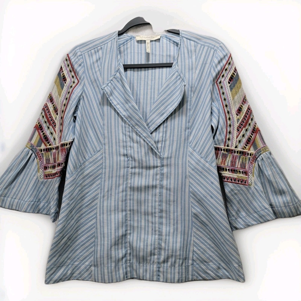 BCBG Max Azria Runway Women's XXS Sariya Top‎ Embroidered Multicolor Boho Chic